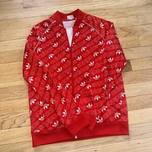 Adidas Red Logo Print Track Jacket